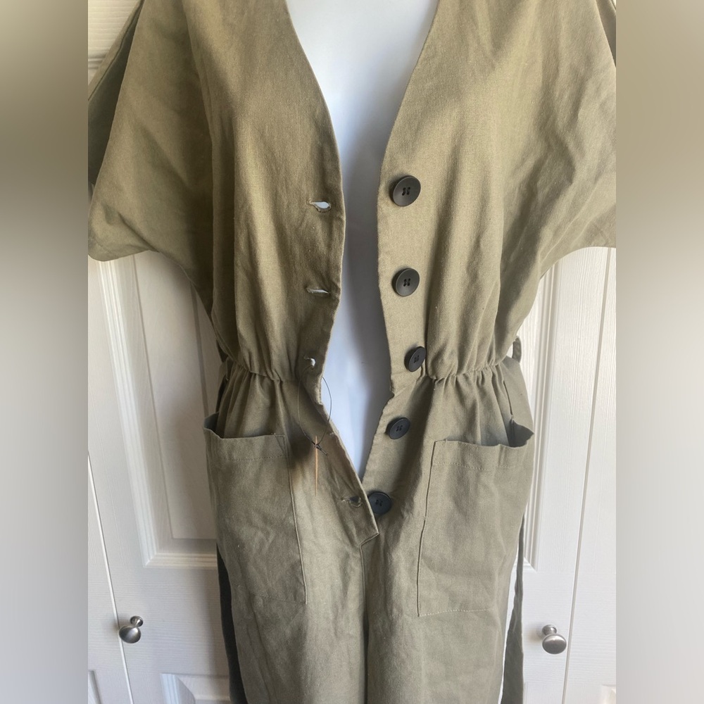BNWT Women Linen Blend Belted Pocket Jumpsuit - Picture 3 of 7